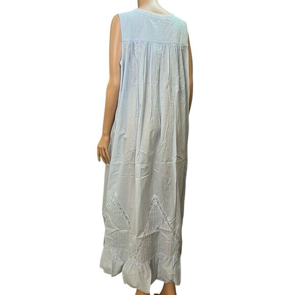 Eileen West Cotton Maxi Nightgown XL Blue Coquette Cottagecore Ruffle Prairie - Picture 5 of 9